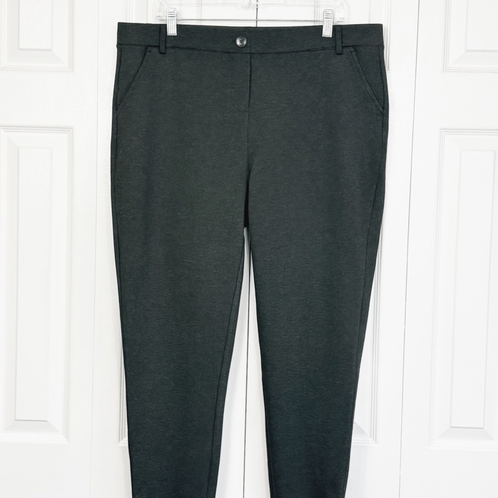 Tapata Dark Gray Ponte Knit High Rise Stretch Pull-On Slim Ankle Pants XXL